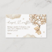 風船付きテディベア中性ベビーシャワー エンクロージャーカード (正面)