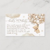 風船付きテディベア中性ベビーシャワー エンクロージャーカード (正面)