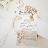 風船付きテディベア中性ベビーシャワー オールインワン招待状