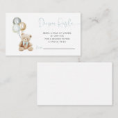 風船付きテディベア男の子おむつラッフルカード エンクロージャーカード (正面/裏面)