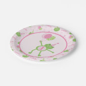 風船付きピンクのカエル少女誕生パーティー ペーパープレート (アングル)
