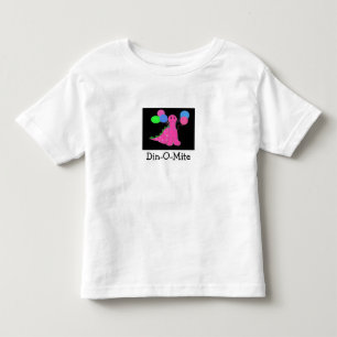 風船付きピンクの恐竜 トドラーTシャツ