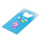 風船付きピンク飛んでいるのヒッポ クレジットカード栓抜き (正面アングル)