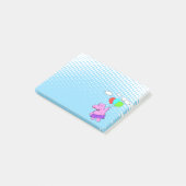 風船付きピンク飛んでいるのヒッポ ポストイット (アングル)