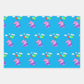 風船付きピンク飛んでいるのヒッポ ラッピングペーパーシート (正面2)