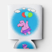 風船付きピンク飛んでいるのヒッポ 缶クーラー (裏面)