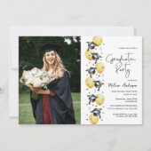 風船付きフォト卒業パーティー帽子 招待状 (正面)