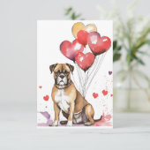 風船付きボクサーハート犬 サンキューカード (スタンド正面)