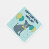 風船付きメガネをかけているピットブル犬 スタンダードランチョンナプキン (角)