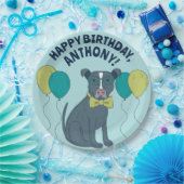 風船付きメガネをかけているピットブル犬 ペーパープレート (パーティー)