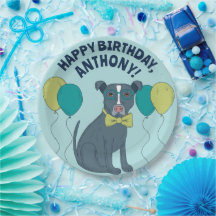 風船付きメガネをかけているピットブル犬