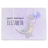 風船付き可愛いティラノサウルスレックス恐竜のおもちゃ ラージペーパーバッグ (正面)