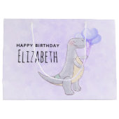 風船付き可愛いティラノサウルスレックス恐竜のおもちゃ ラージペーパーバッグ (裏面)