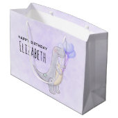 風船付き可愛いティラノサウルスレックス恐竜のおもちゃ ラージペーパーバッグ (裏面アングル)