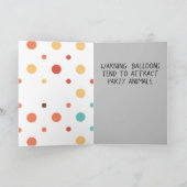 風船付き可愛い猫誕生日グリーティングカード カード (内部)