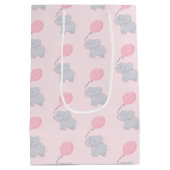 風船付き可愛い象 |ベビーガール ミディアムペーパーバッグ (裏面)