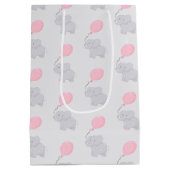 風船付き可愛い象 |ベビーガール ミディアムペーパーバッグ (裏面)