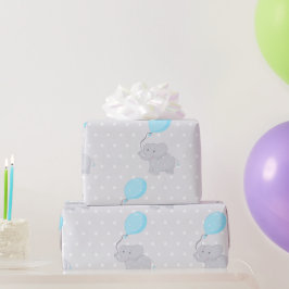 風船付き可愛い象 ラッピングペーパー