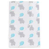 風船付き可愛い象 |男の赤ちゃん ミディアムペーパーバッグ (正面)