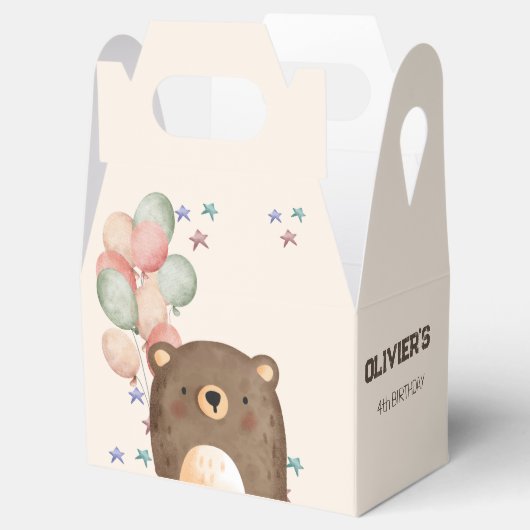 風船付き水彩熊の誕生日パーティーボックス フェイバーボックス (オープン)