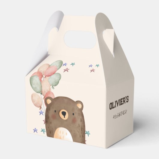風船付き水彩熊の誕生日パーティーボックス フェイバーボックス (正面サイド)