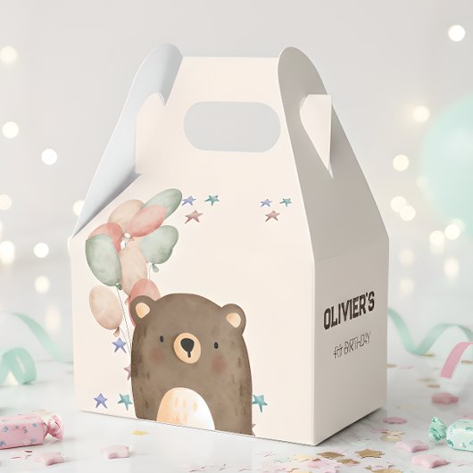 風船付き水彩熊の誕生日パーティーボックス フェイバーボックス