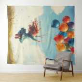 風船付き浮き少女 タペストリー (インサイチュ(横))