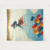 風船付き浮き少女 タペストリー (正面(横))