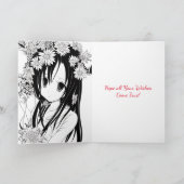 風船付き笑顔のアニメガール誕生日 カード (内部)