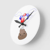 風船付き絵飛んでいる文字のうん ラウンド壁時計 (傾斜)