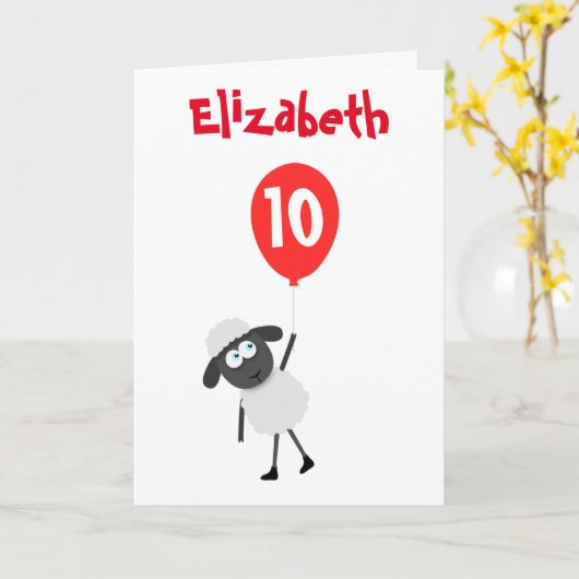 風船付き羊 カード (黄色い花)