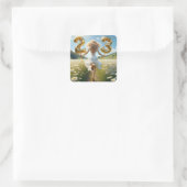 風船付き若い女性23誕生日 スクエアシール (バッグ)