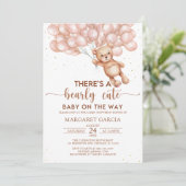 風船付き茶熊テディベアベビーシャワー 招待状 (スタンド正面)