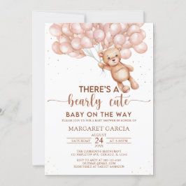 風船付き茶熊テディベアベビーシャワー 招待状