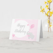 風船付き象 |ハッピーバースデーカード カード (黄色い花)