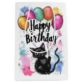 風船付き黒猫 ミディアムペーパーバッグ (正面)