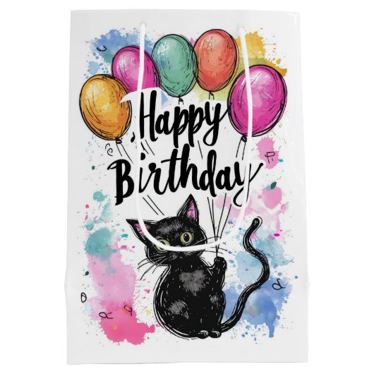 風船付き黒猫 ミディアムペーパーバッグ (裏面)