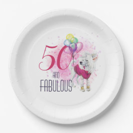 風船付き50匹と素晴らしい水彩犬 ペーパープレート