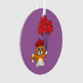 風船入りのかわいい赤いハート オーナメント (正面)