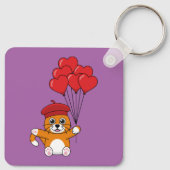 風船入りのかわいい赤いハート キーホルダー (裏面)