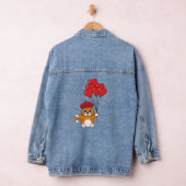 風船入りのかわいい赤いハート デニムジャケット (ハンガー)