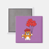 風船入りのかわいい赤いハート マグネット (正面/裏面)