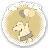 風船入りの可愛飛んでいるらしいカバ シール (正面)