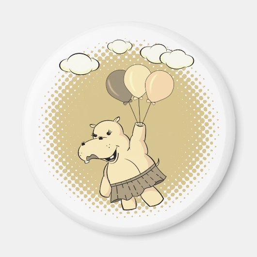 風船入りの可愛飛んでいるらしいカバ マグネット (正面)