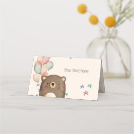 風船誕生日の水色クマ座席表 プレイスカード