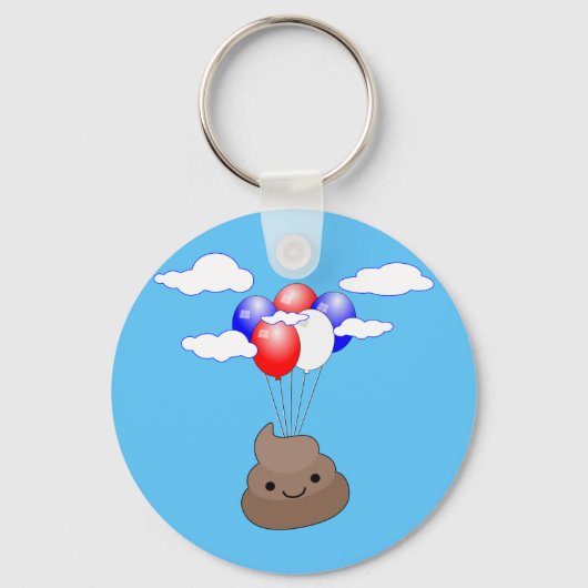 風船飛んでいるが青空に浮かぶ絵文字 キーホルダー (正面)
