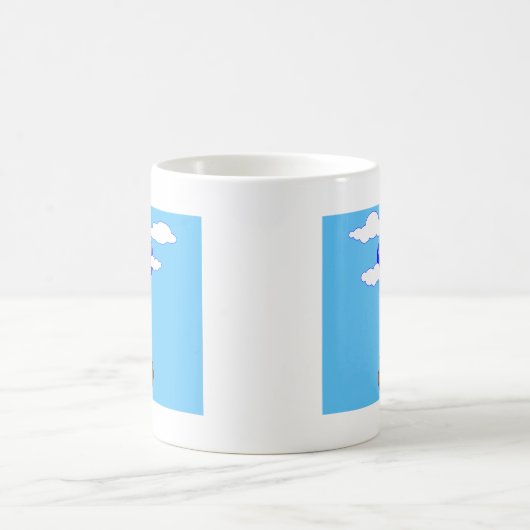 風船飛んでいるが青空に浮かぶ絵文字 コーヒーマグカップ (中央)