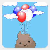 風船飛んでいるが青空に浮かぶ絵文字 スクエアシール (正面)