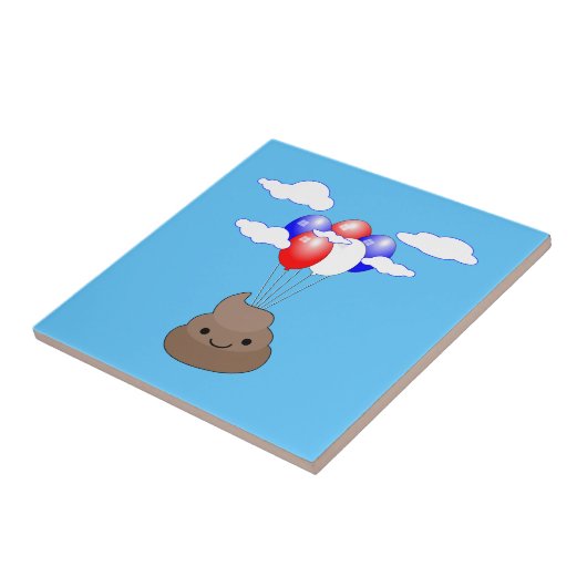 風船飛んでいるが青空に浮かぶ絵文字 タイル (側面)