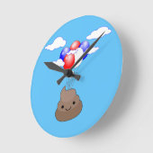 風船飛んでいるが青空に浮かぶ絵文字 ラウンド壁時計 (傾斜)